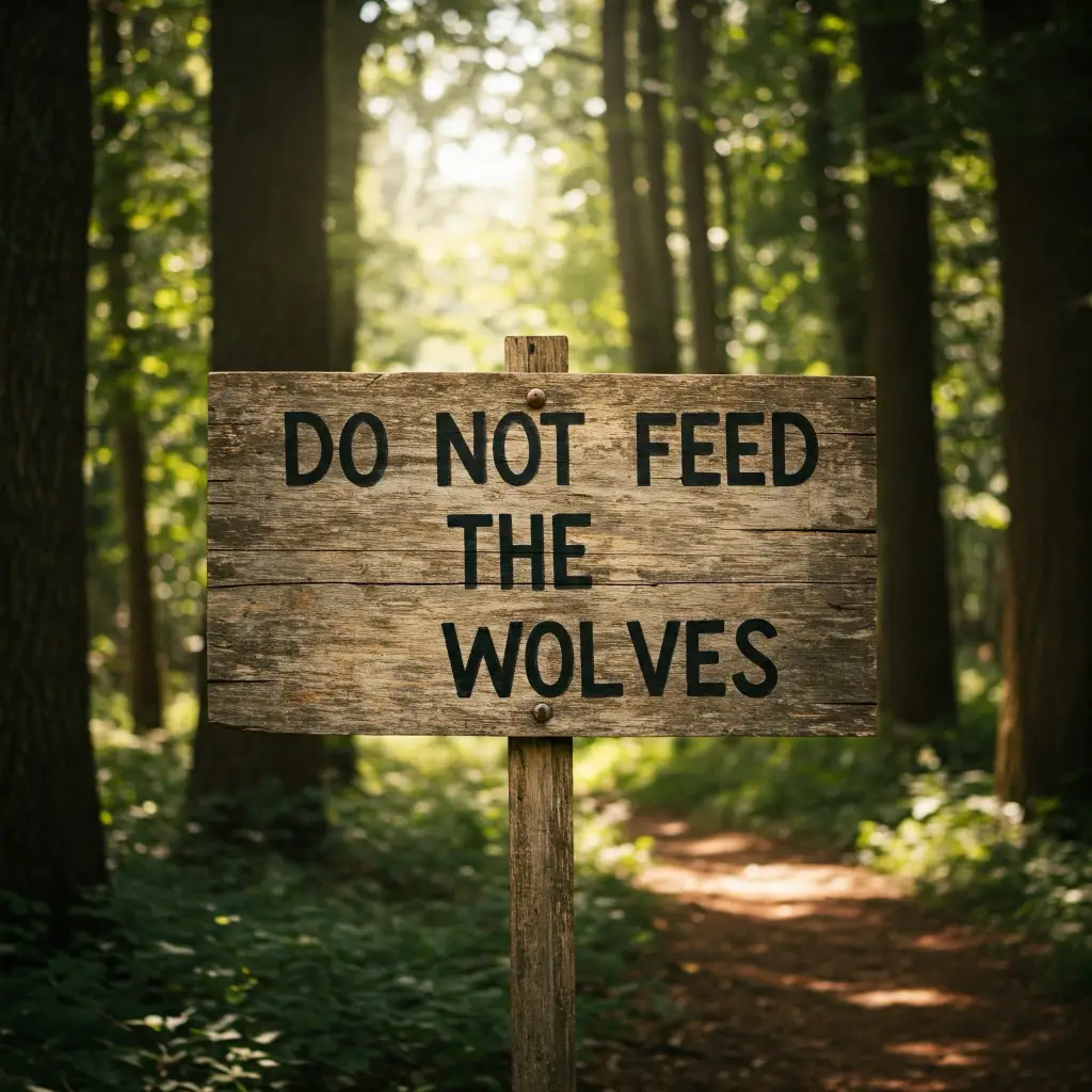 Do-Not-Feed-the-Wolves-Sign.=at-Farleywebp Do Not Feed the Wolves Sign