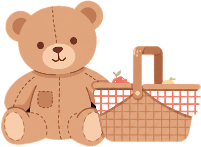 Teddy Bear and Picnic Basket Teddy Bear at a Picnic with a Picnic Basket