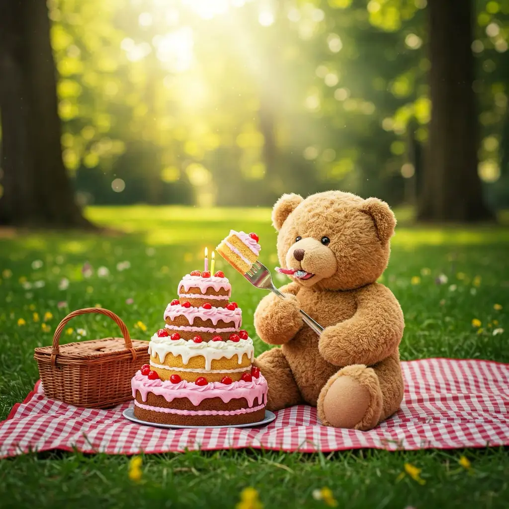 Bear Eating Cake The Great Farley Country Estate Annual Teddy Bears' picnic